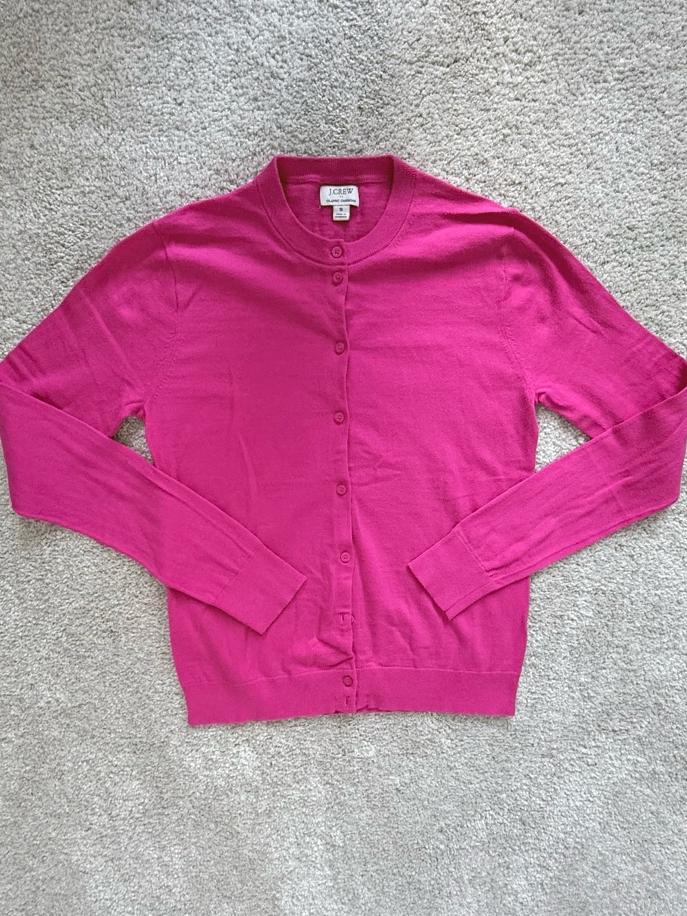 J. Crew women’s S classic cardigan in bright pink